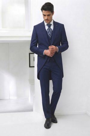 Traje de novio azul marino satinado en talla 60