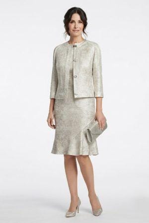 Conjunto de vestido corto con chaqueta de fiesta a juego